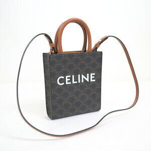 Celine Vertical Cabas Bag Triomphe Canvas Black